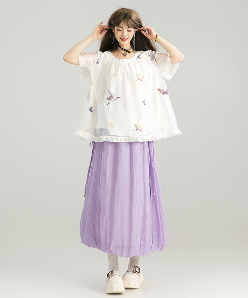 Sheer Balloon Hem Skirt